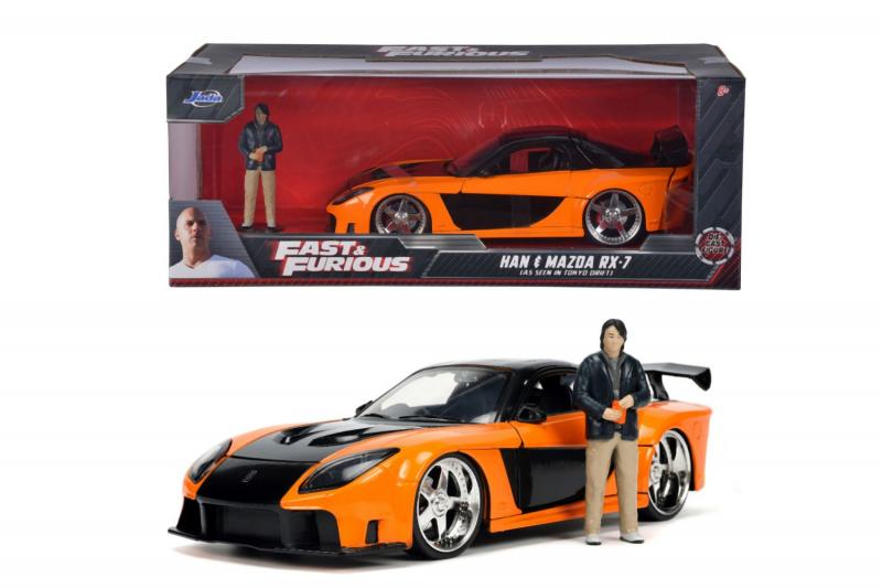 Rychle a zběsile auto 1997 Mazda RX7 1:24 + figurka Han Lue